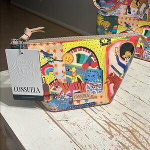 Consuela Colorful Folk-Art Zip Cosmetic Pouch